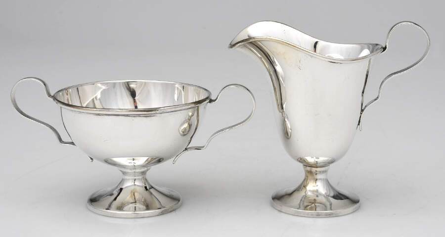 1050 (Sterling, Hollowware Mini Creamer and Open Sugar Set by Manchester-1