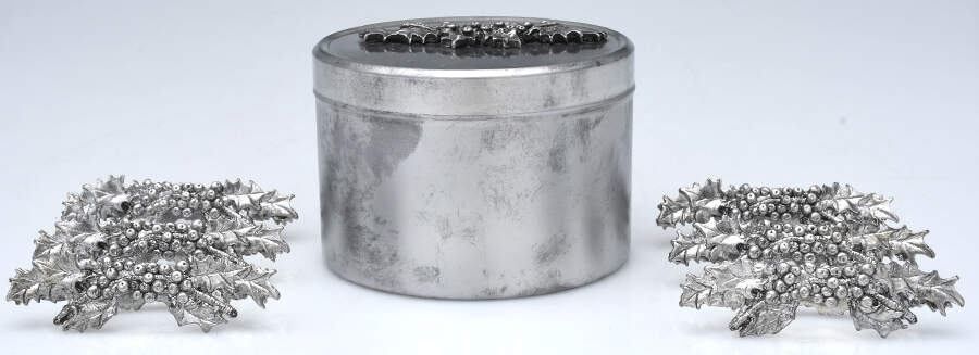 Holly (Pewter, Hollowware) Napkin Ring - Set of 6 with Case by Metzke, Inc-1