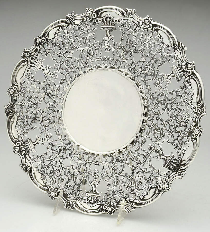 3215 (Sterling, Hollowware) Pierced Footed Cake Plate by Mauser-1