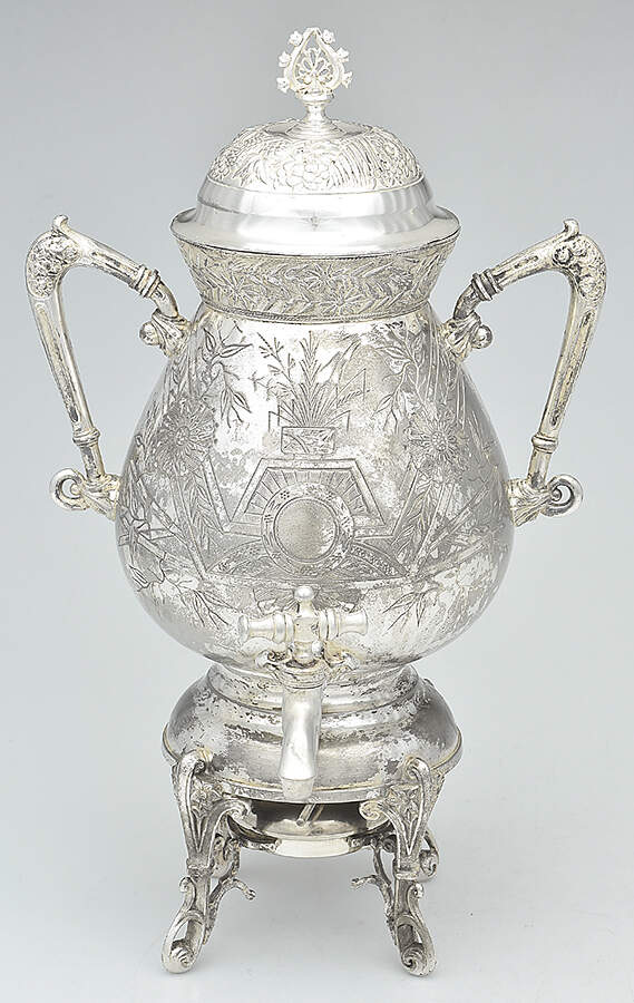 1415 (Silverplate, Hollowware) Samovar with attached Stand and Burner by Meriden Silver Plate-1
