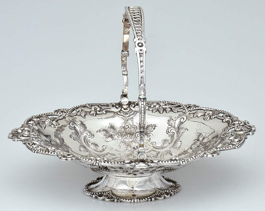 4957 (Silverplate, Hollowware) Oval Handled Pedestal Basket by Martin, Hall & Co.-1