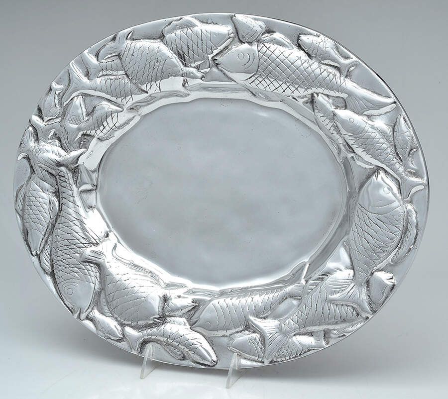 Pewter Hollowware 17" Oval Serving Platter by Model Metalworks-1