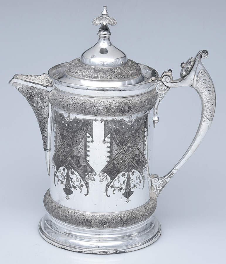 116 (Silverplate, Hollowware) Water Pitcher with Hinged Lid by Middletown Silver Co-2