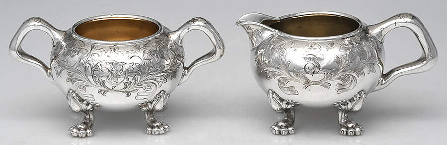 4611 (Silverplate, Hollowware) Creamer & Open Sugar Set by Meriden Silver Plate-1