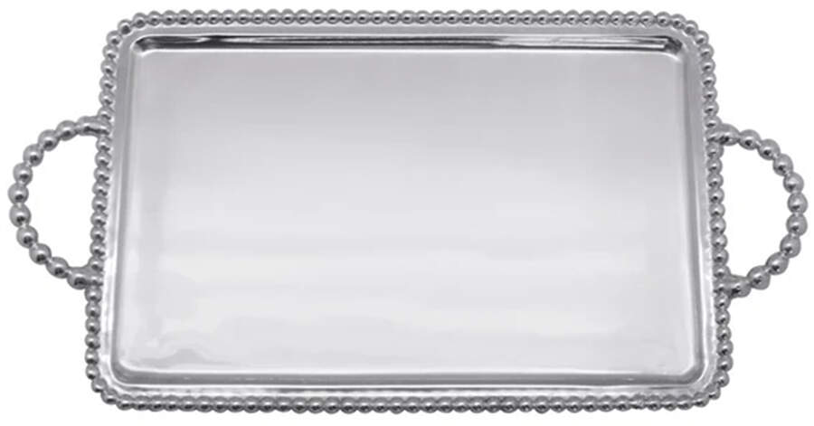 Beaded 15" Handled Rectangular Tray by Mariposa-1