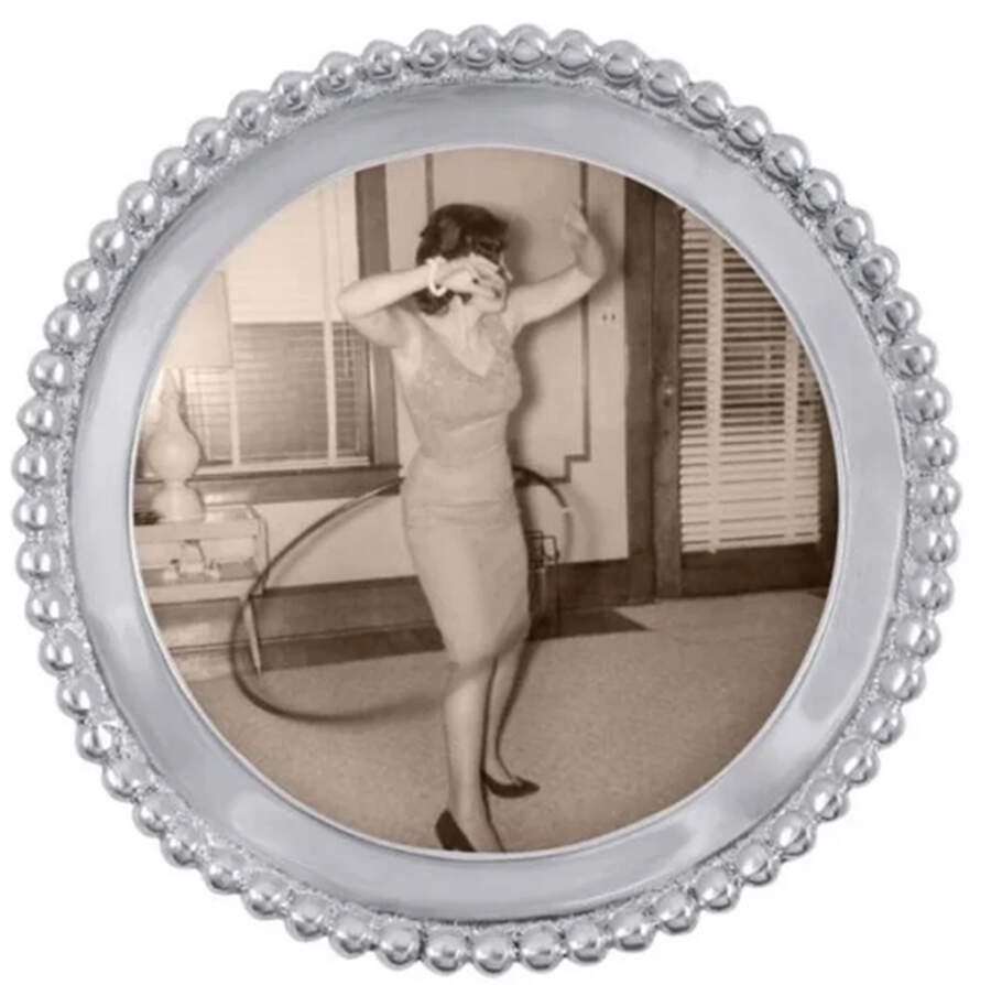Beaded 5" Round Picture Frame by Mariposa-1