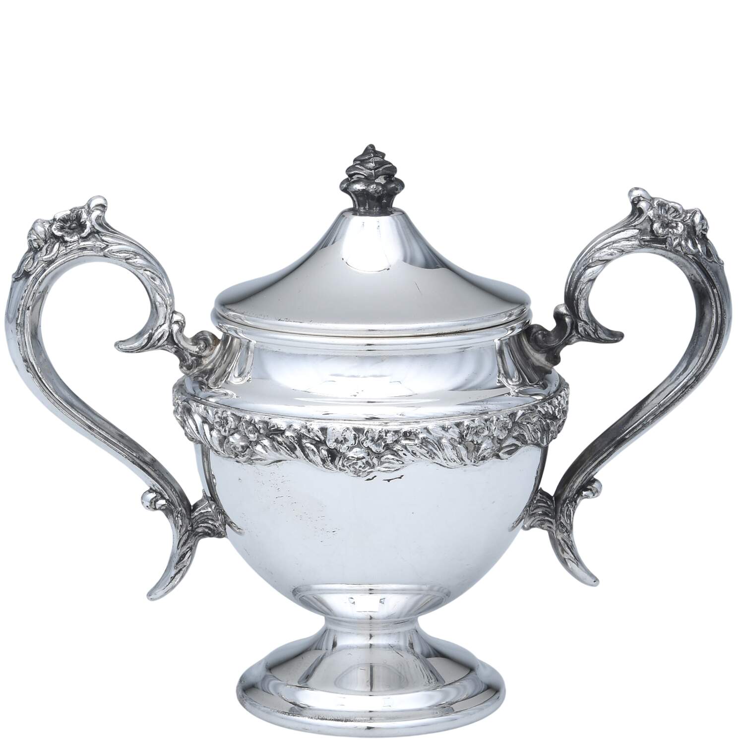 Moss Rose (Silverplate, 1949, Hollowware) Sugar Bowl & Lid by National Silver Co-1