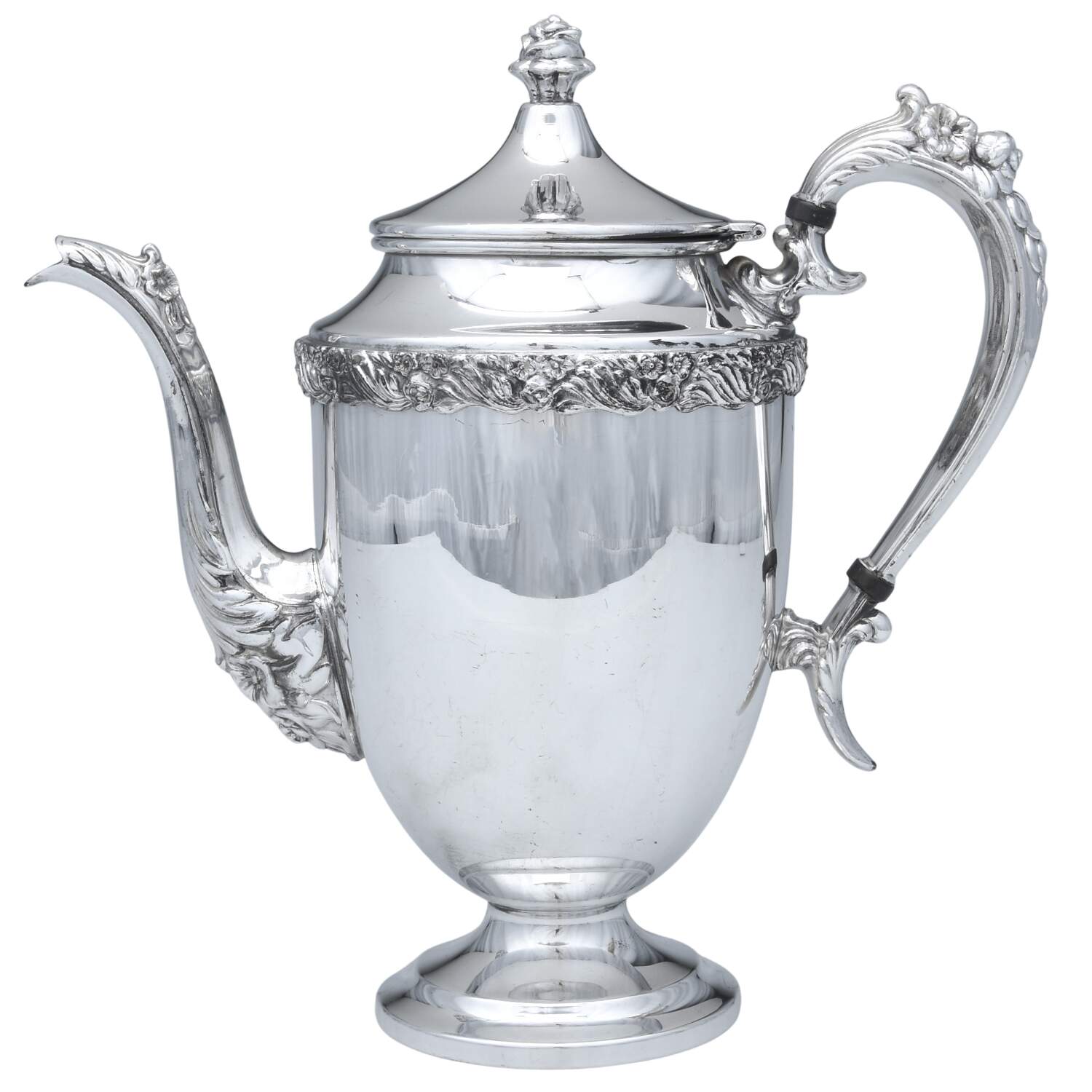 Moss Rose (Silverplate, 1949, Hollowware) Silverplate Coffee Pot by National Silver Co-1