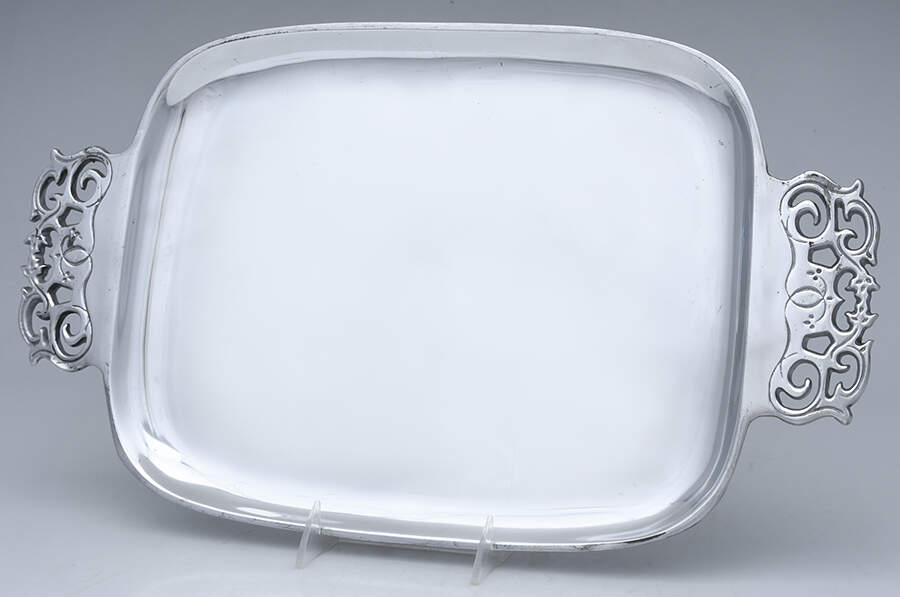 220 (Metal Alloy, Hollowware) 18" Rectangular Handled Tray by Nambe-1