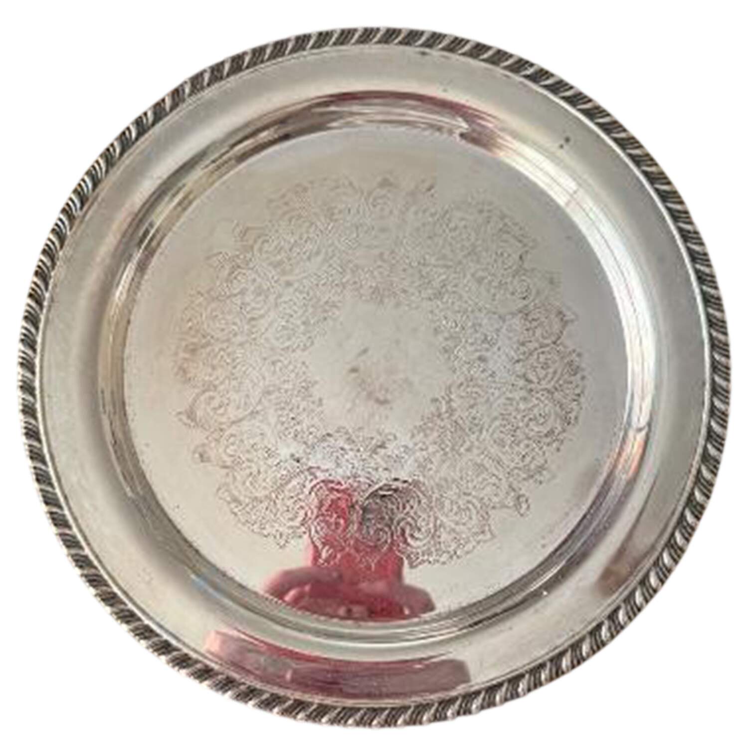 Silverplate Hollowware Round Silverplate Tray by Oneida Silver-1