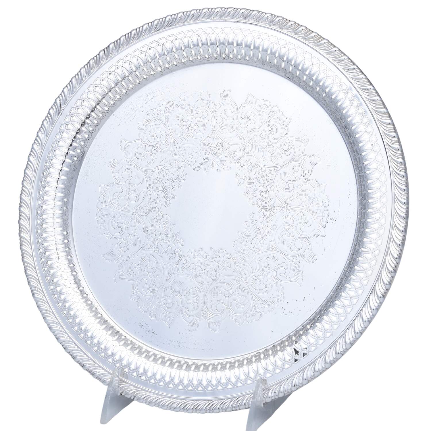 Silverplate Hollowware Small Round Silverplate Tray by Oneida Silver-1