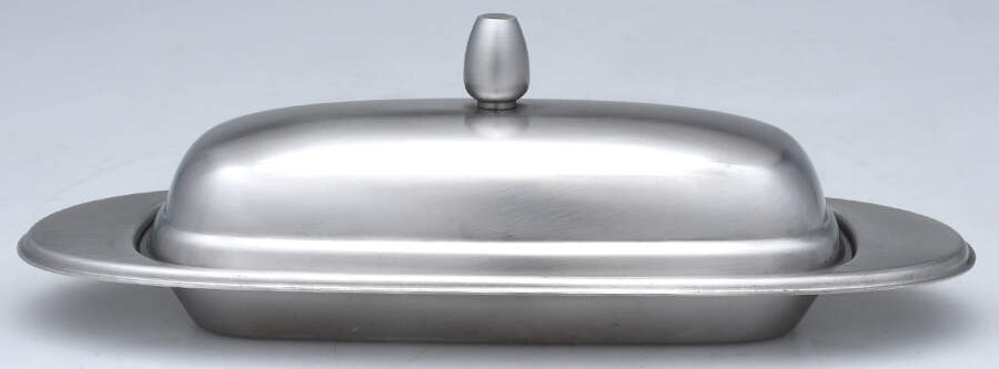 Stainless Hollowware 1/4 Pound Covered Butter by Oneida Silver-1