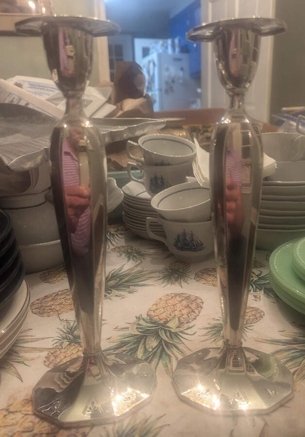 Deauville (Silverplate, Hollowware) Pair of 9" Candlesticks by Oneida Silver-1
