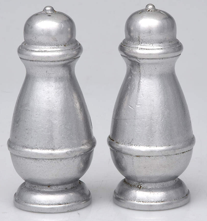 Cambridge Colonial-Pewter Hollowware Smooth Salt & Pepper Set by Oneida Silver-1