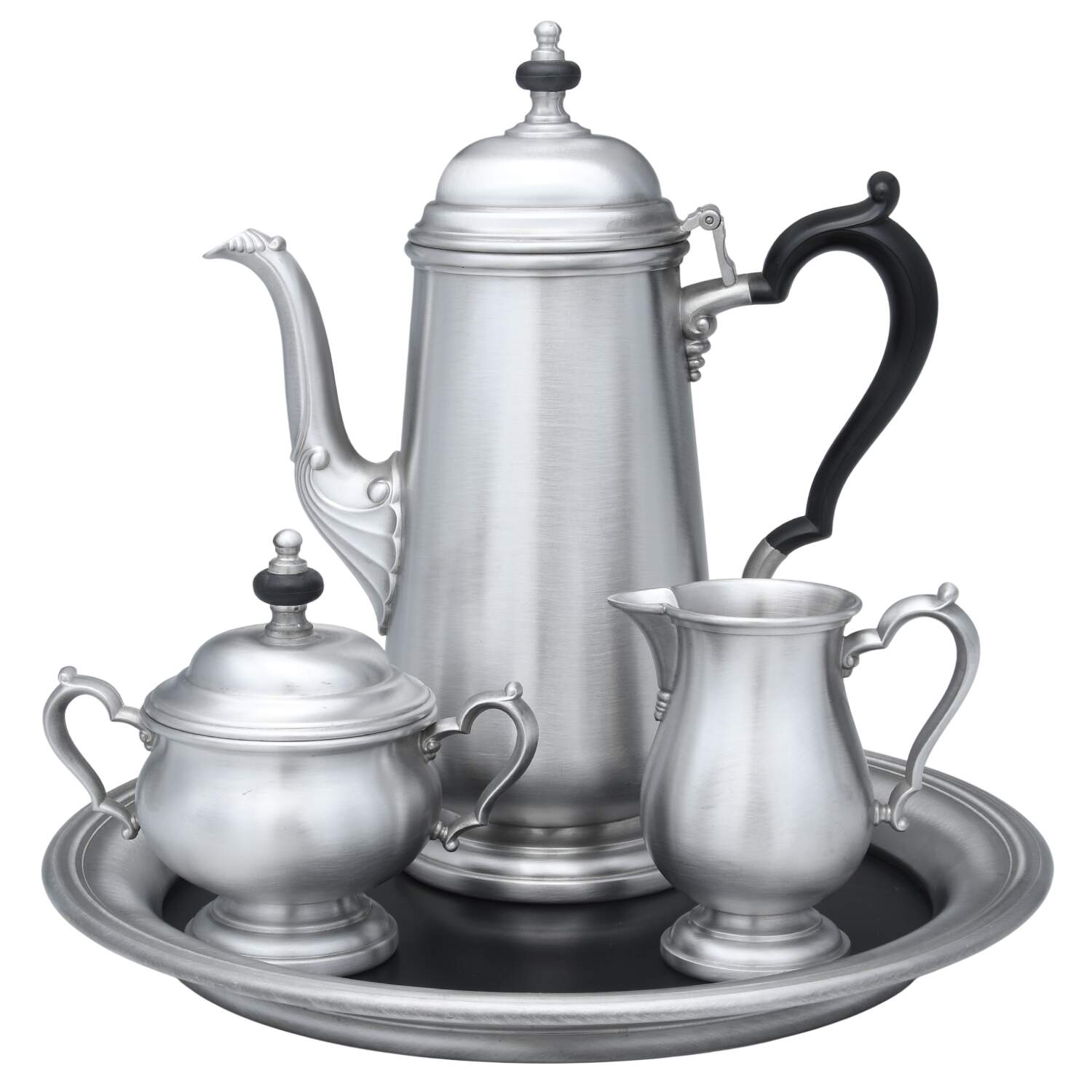 OHS395 (Pewter, Hollowware) 4 Pc Coffee Set (CPBH, CR, SU, RTLC) by Oneida Silver-1
