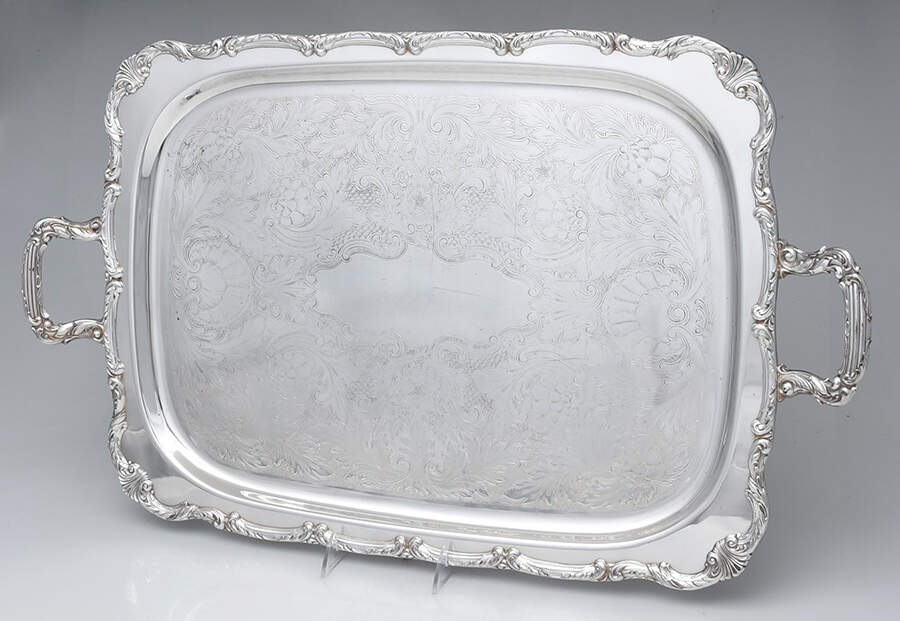 OHS519 (Silverplate, Hollowware) Large Footed Waiter Tray by Oneida Silver-1
