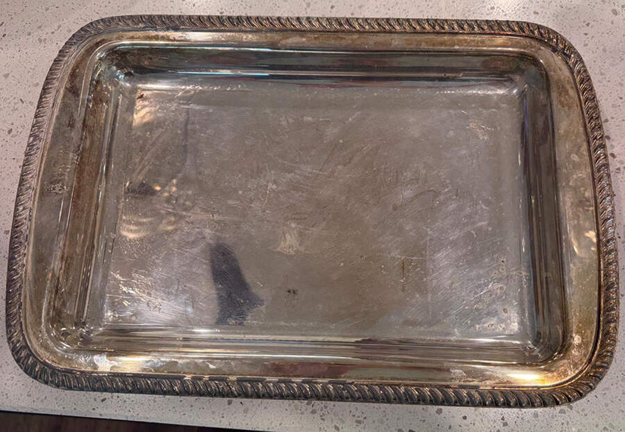 Georgian (Silverplate, Hollowware) 3 Qt Rectangular Glassware Baker with Liner by Poole Silver -1