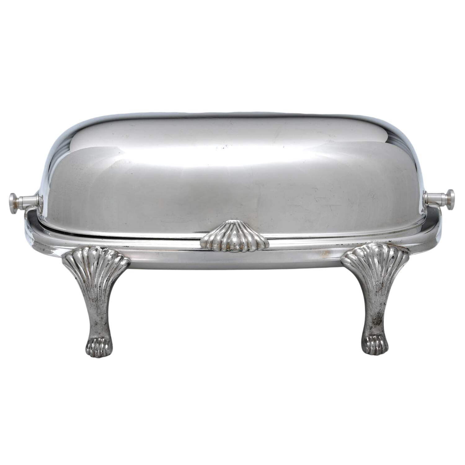 Lancaster Rose (Silverplate, Hollowware) Oval Roll Top Butter W/Glass Liner by Poole Silver -1