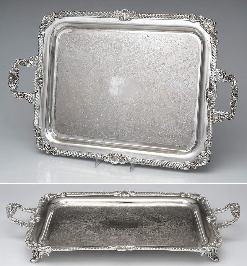 Silverplate Hollowware Footed Silverplate Waiter Tray by Poole Silver -1