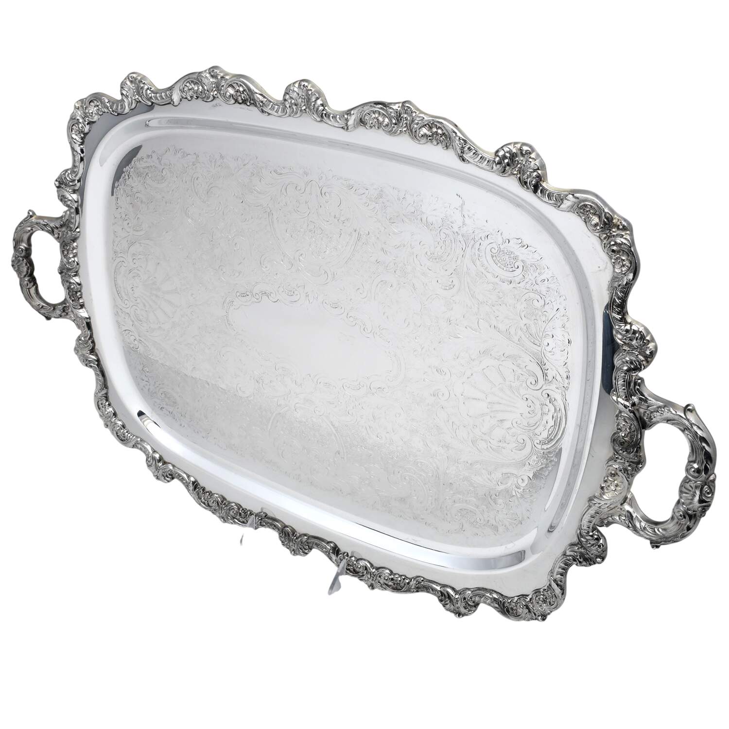 Old English (Silverplate, Hollowware) Medium Footed Waiter Tray by Poole Silver -1