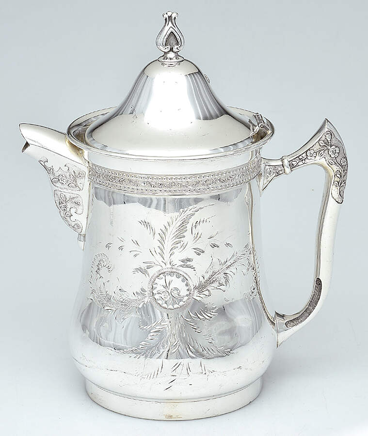 1201 (Silverplate, Hollowware) Ice Water Pitcher W/Enamel Liner by Poole Silver -1
