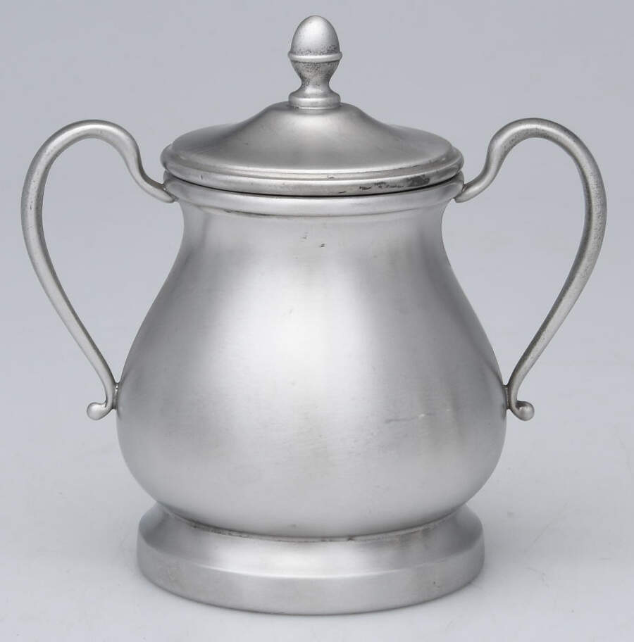 351 (Pewter, Hollowware) Sugar Bowl with Lid by Queen's Art Pewter-1