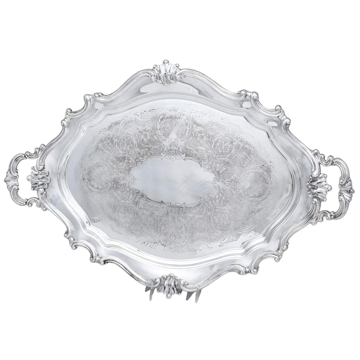 Victorian (Silverplate, Hollowware) Large Footed Waiter Tray by Reed & Barton-1