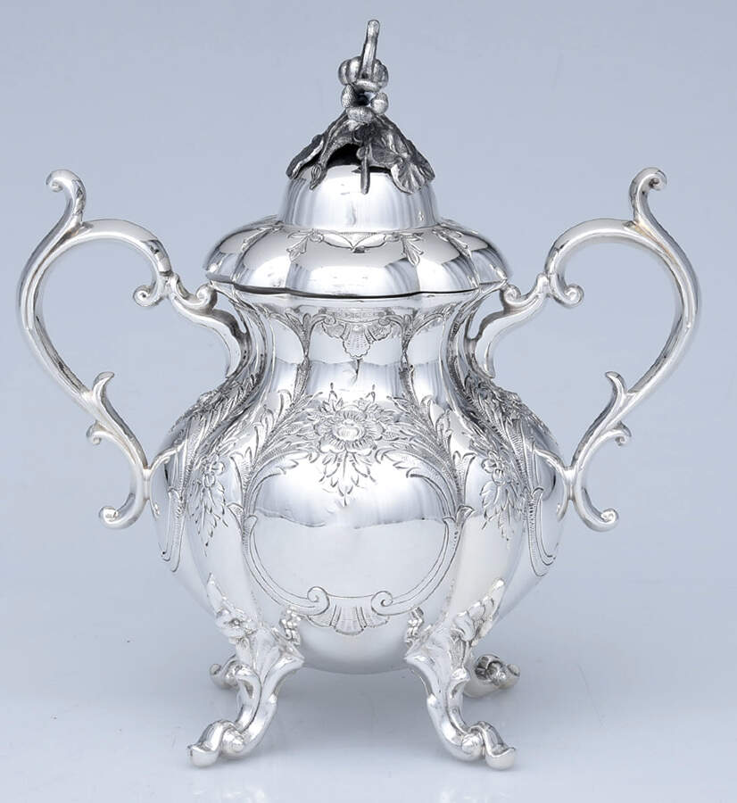The Winthrop (Chased, Silverplate) Sugar Bowl & Lid by Reed & Barton-1