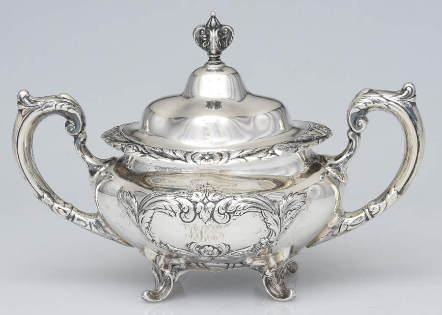 Burgundy (Sterling, Hollowware)  Sugar Bowl & Lid by Reed & Barton-1