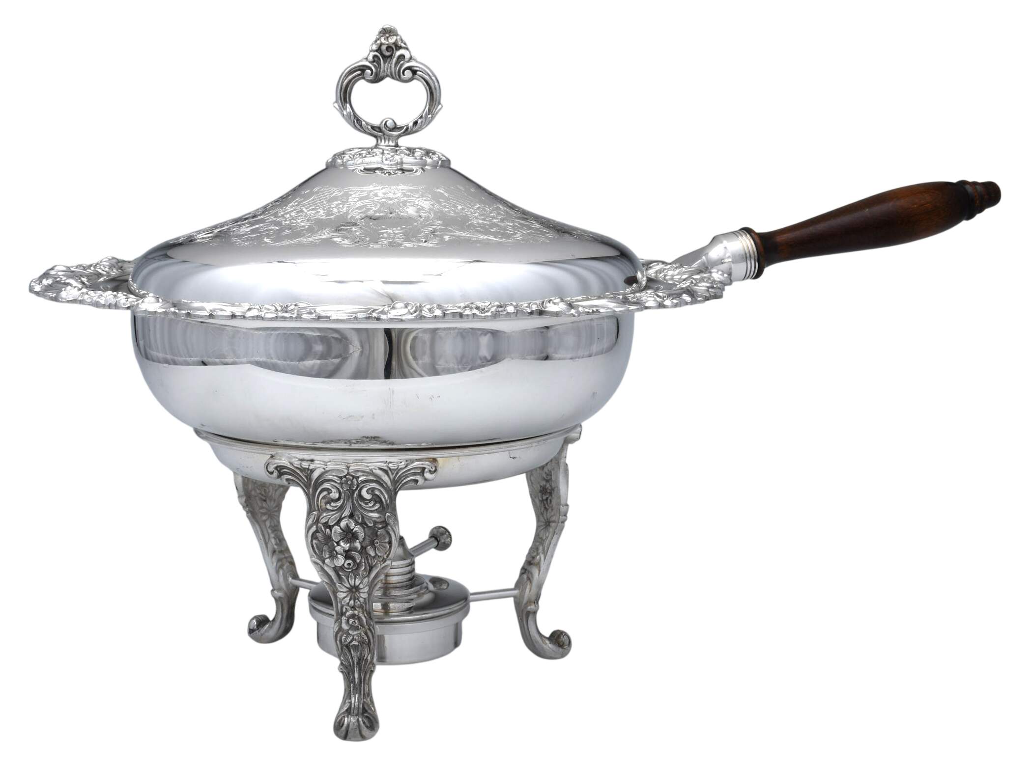 Burgundy (Silverplate, Hollowware, Older) Chafing Dish W/Lid, Burner & Stand by Reed & Barton-1