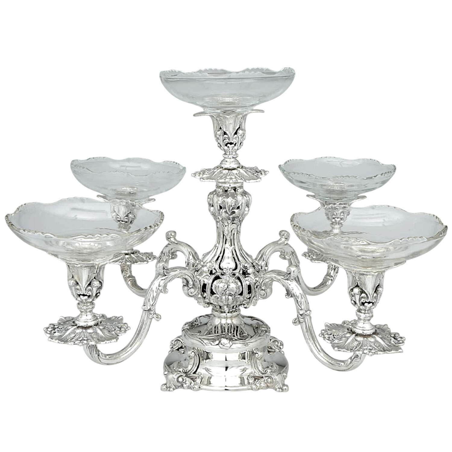 166 (Silverplate, Hollowware) Epergne with Glass Liners by Reed & Barton-1