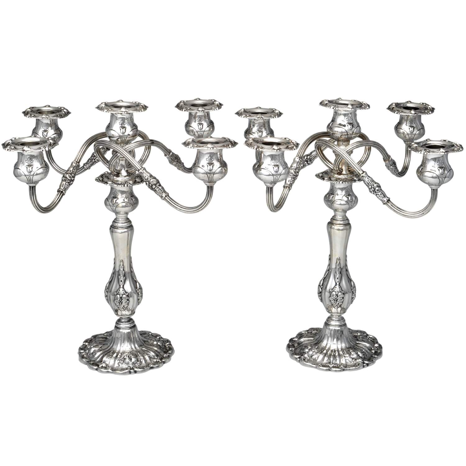 Francis I (Sterling, Hollowware, Reed&Barton, Dates) Pair of Large 5 Light Candelabras by Reed & Barton-1
