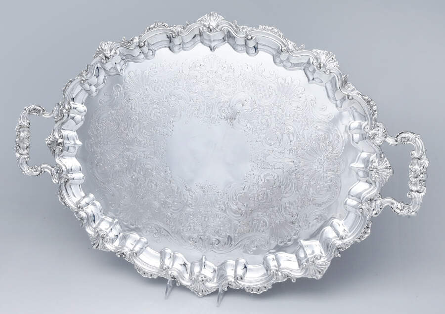 06116 (Silverplate, Hollowware) Large Silverplate Waiter Tray by Reed & Barton-1