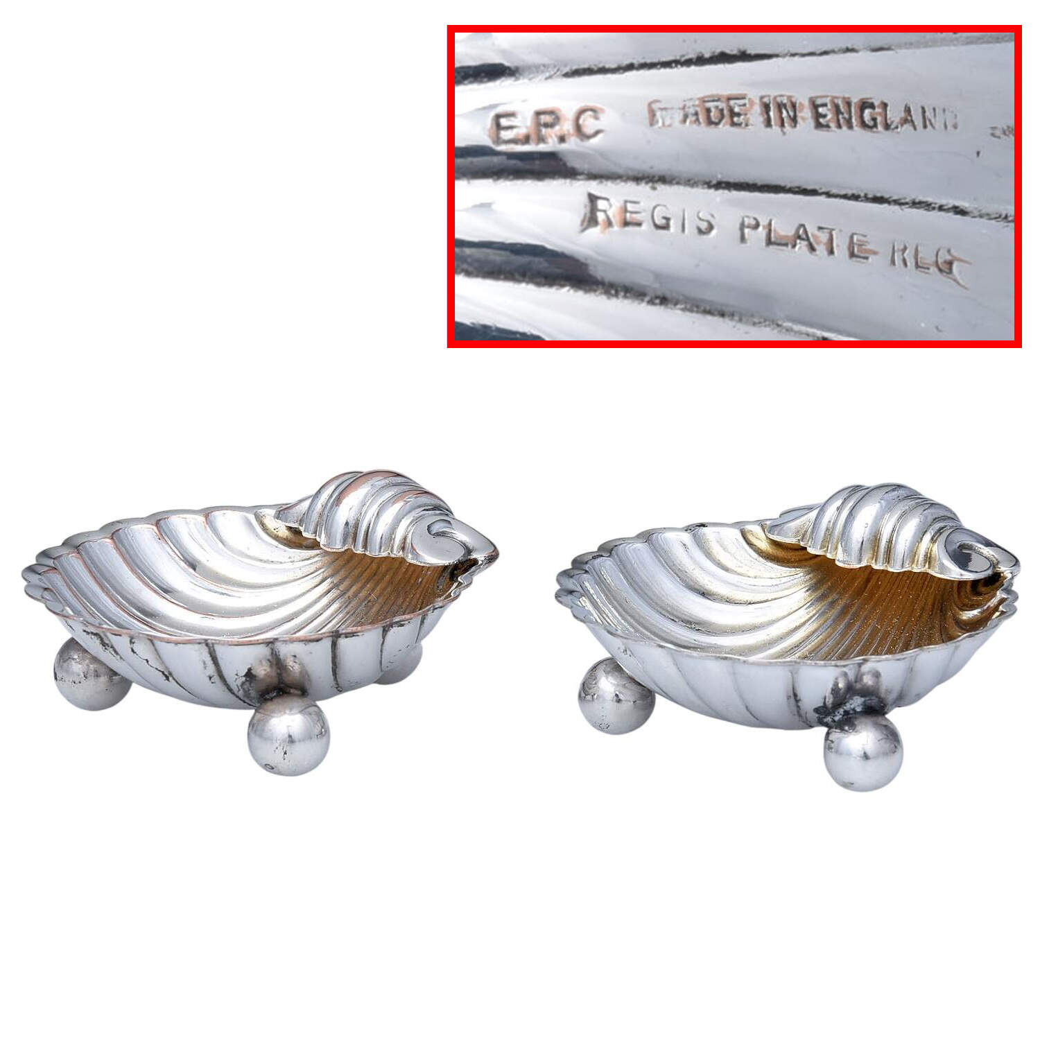 Silverplate Hollowware Shell Nut Dishes - Set of 2 by Regis Plate-1