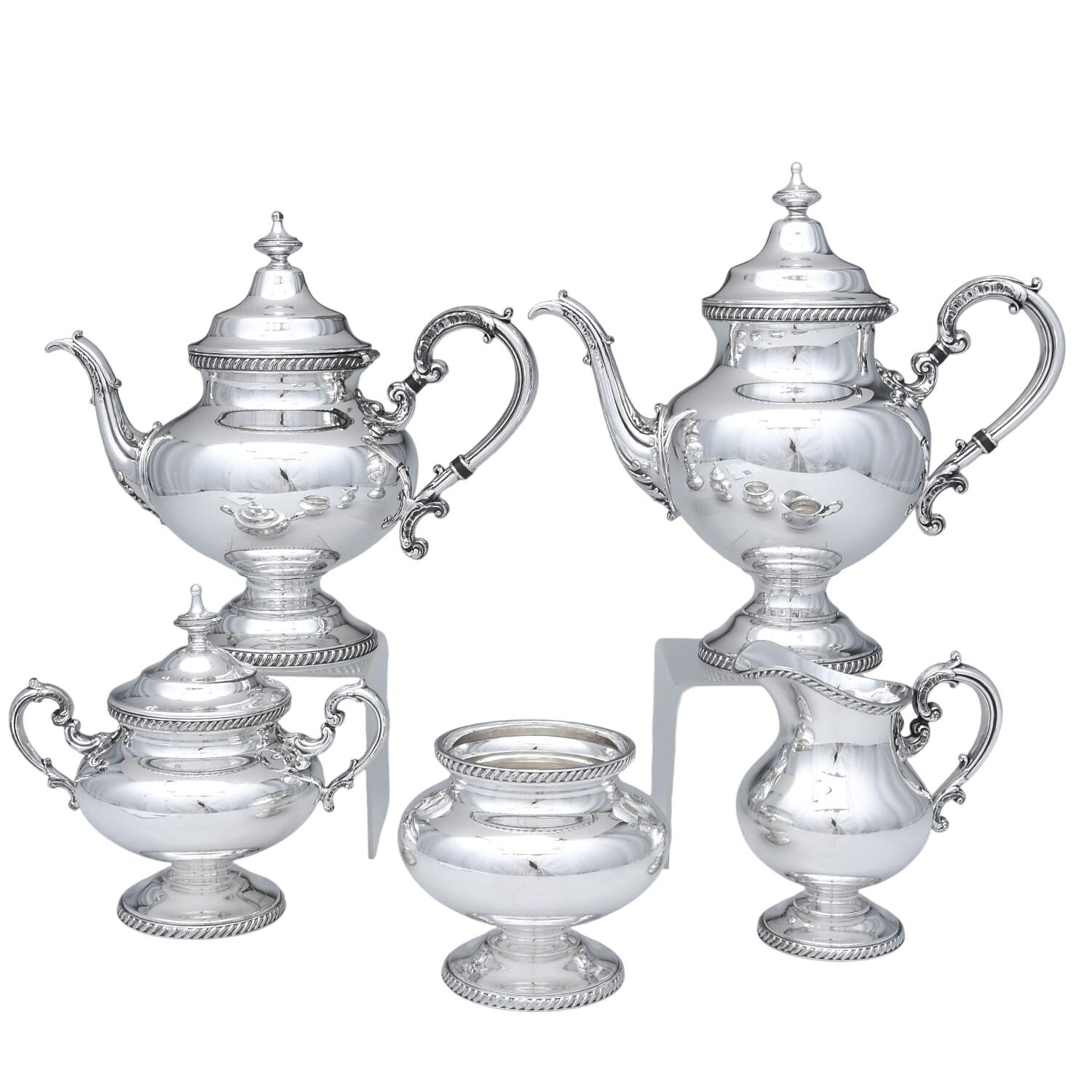 5200A-Plain (Silverplate, Hollwware) 5-Piece Plated Tea Set (with Waste) by Reed & Barton-1