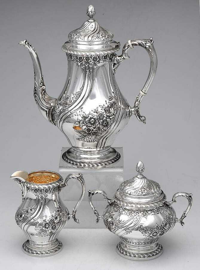 Devonshire (Sterling, Hollowware) 3 Pc Coffee Set (SCP, SCR & SSU) by Reed & Barton-1