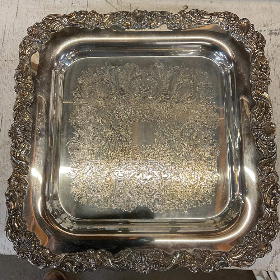 505 (Silverplate, Hollowware) Square Footed Silverplate Tray by Reed & Barton-1