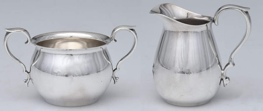 965 (Silverplate, Hollowware) Mini Creamer & Open Sugar by Reed & Barton-1