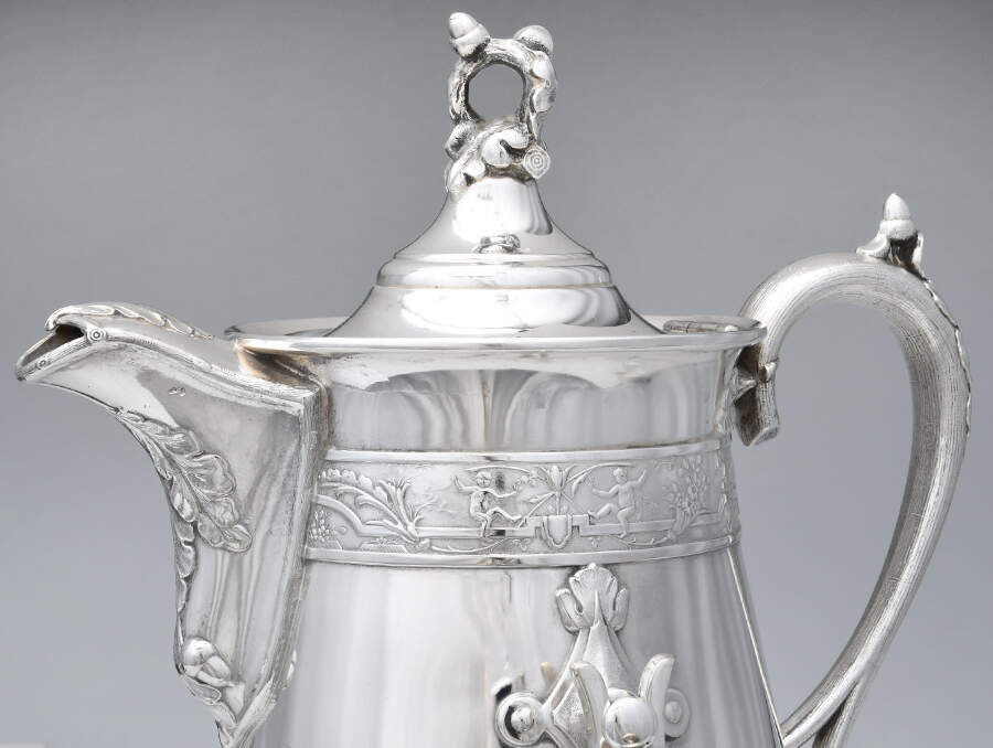 1580 (Silverplate, Hollowware) Pitcher with Hinged Lid and Tilting Stand by Reed & Barton-3