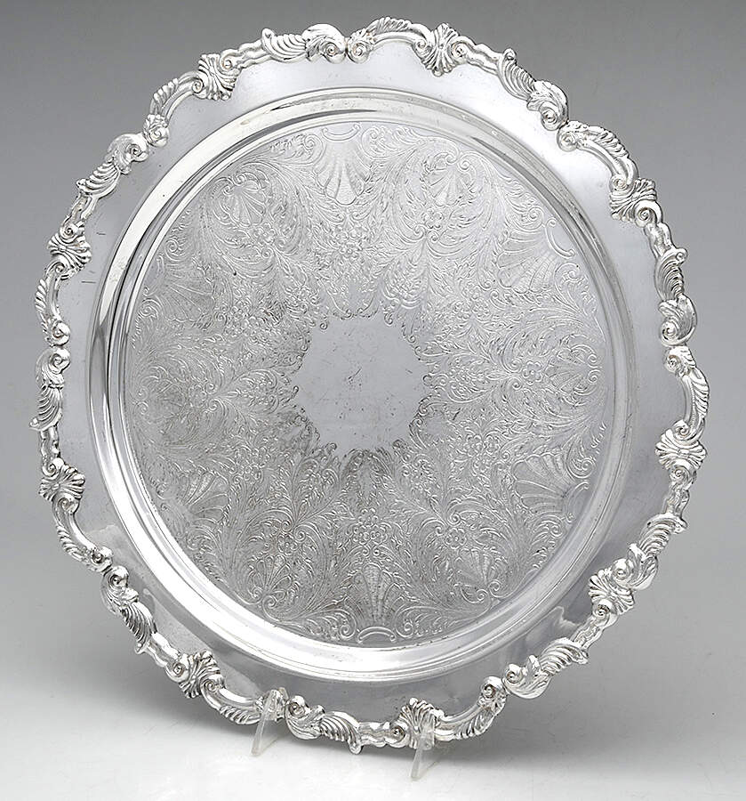 Silverplate Hollowware 15" Footed Round Tray by Sheridan Silver Co-1