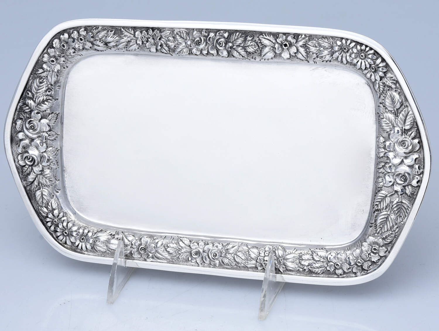Baltimore Rose (Sterling, Hollowware) Tray for Creamer and Sugar Set by Schofield-1