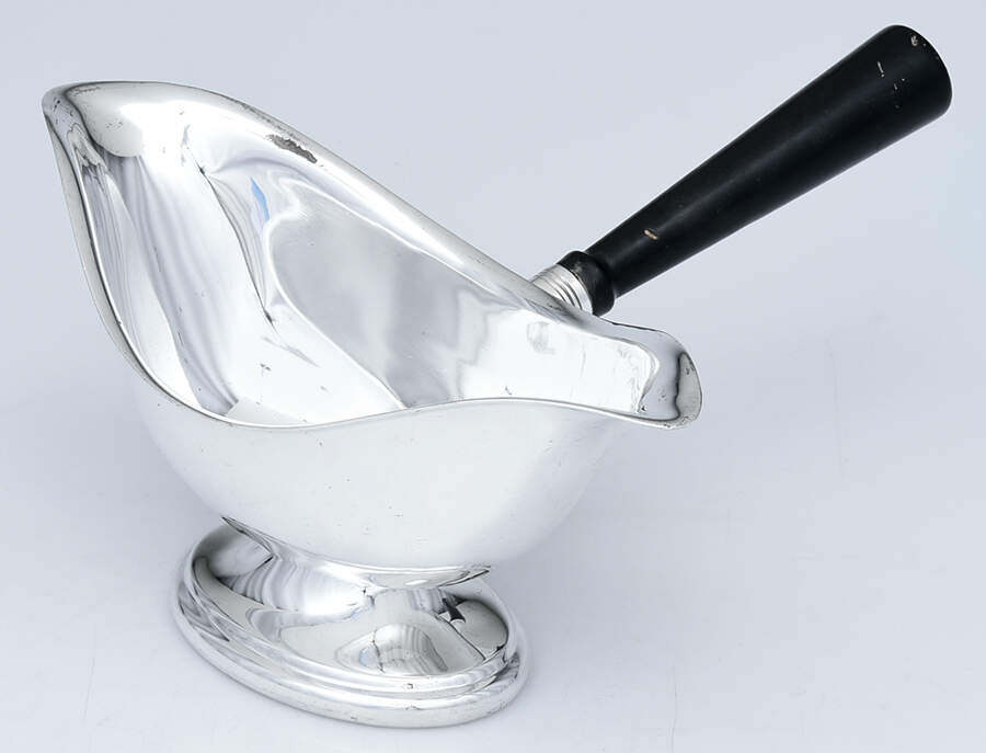 Silverplate Hollowware Sauce Boat with Wood Handle by Sheffield Silver Co (USA)-1