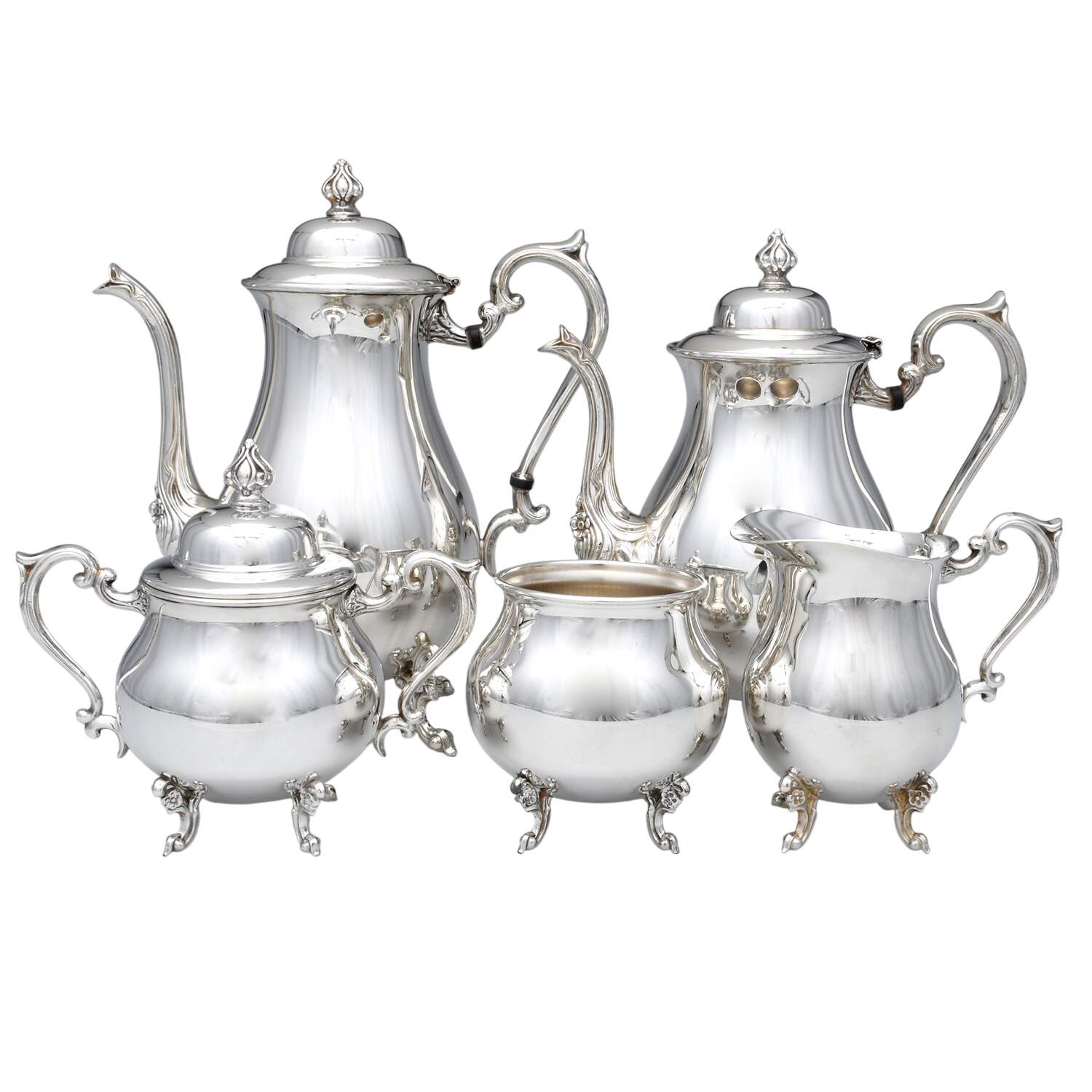 Jack Shepard (Silverplate, Hollowware) 5-Piece Plated Tea Set (with Waste) by Sheridan Silver Co-1