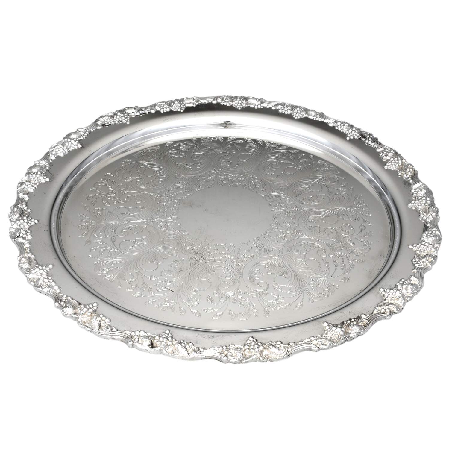 Vintage (Silverplate, Hollowware) Round Tray For Punch Bowl by Sheridan Silver Co-1