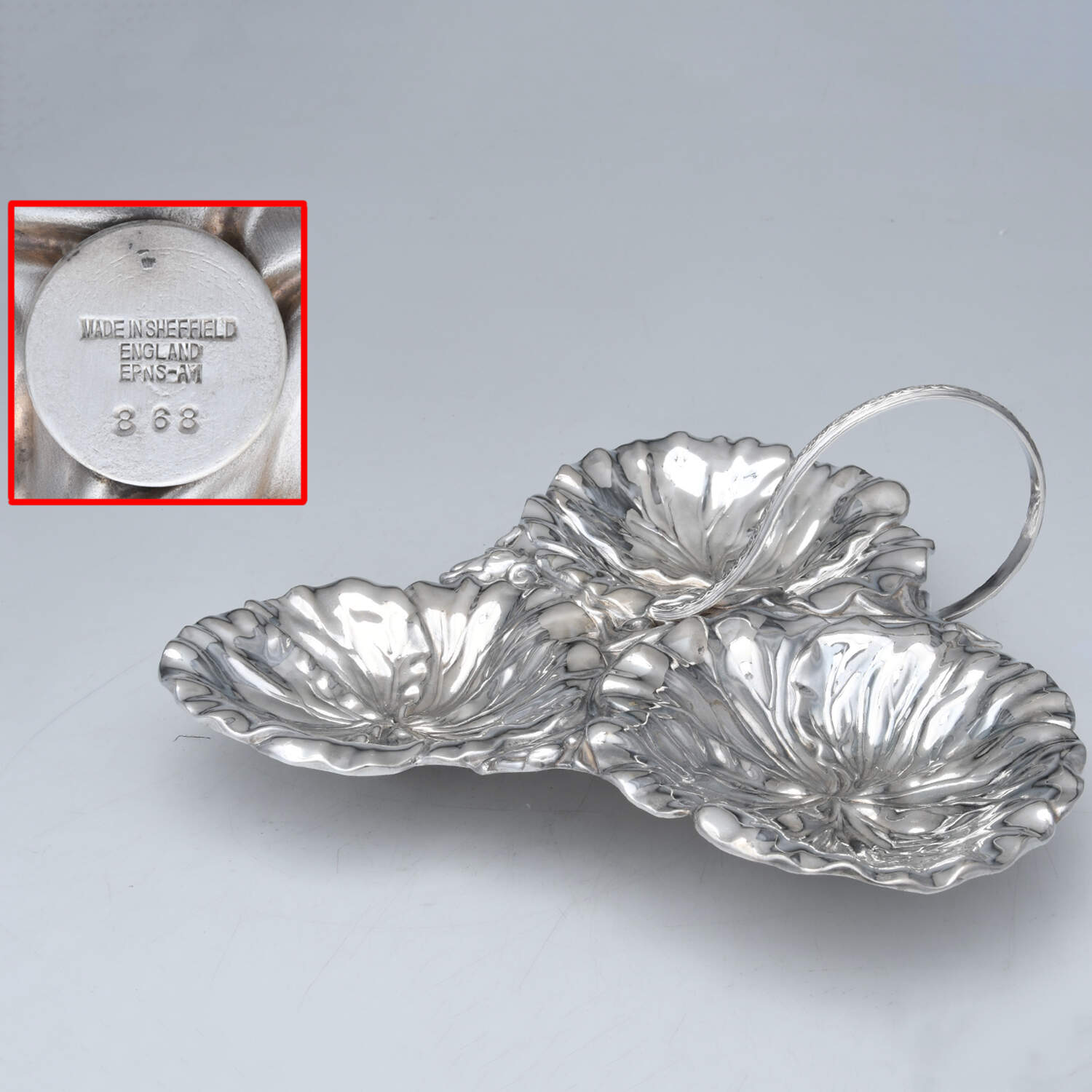 Silverplate Hollowware 3-Part Handled Plated Bon Bon Bowl by Sheffield Silver Co (England)-1