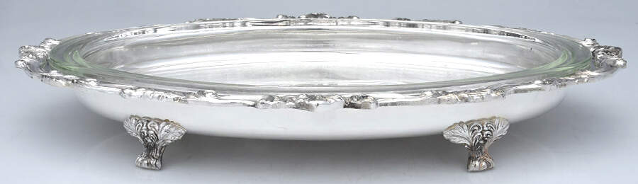 Queen Elizabeth (Silverplate, Hollowware) Buffet Server & Glass Liner by Sheridan Silver Co-1