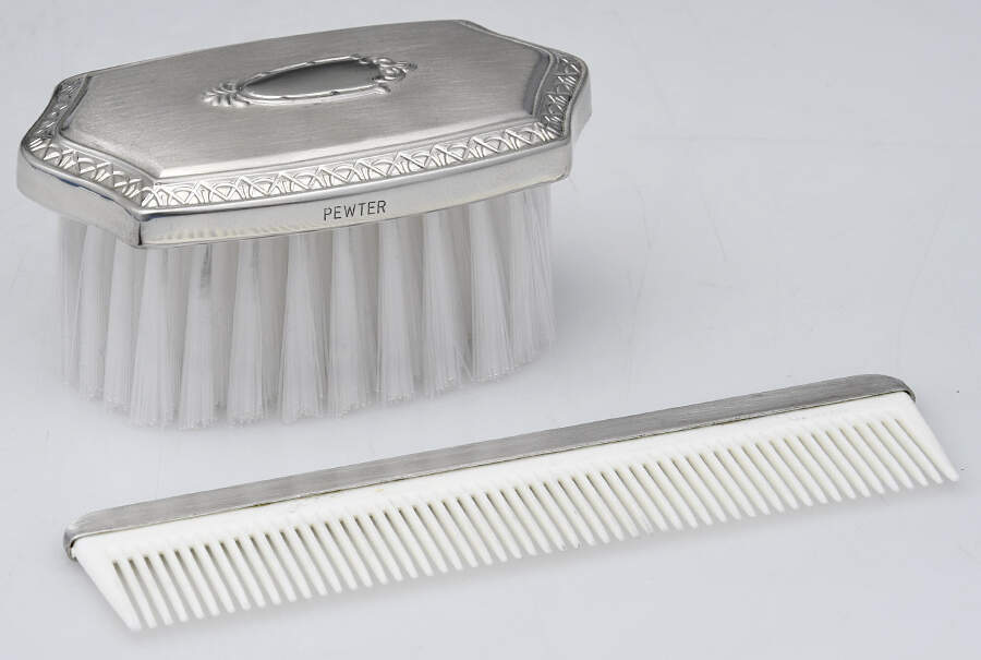 S4P1 (Pewter, Hollowware) 2 Pc Boy Baby Brush & Comb Set by Salisbury Inc-1