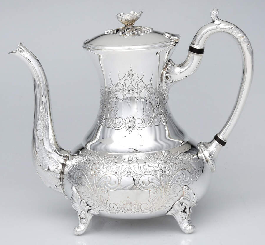 57HC (Silverplate, Hollowware, Hand Chased) Silverplate Coffee Pot by Sheffield Silver Co (USA)-1