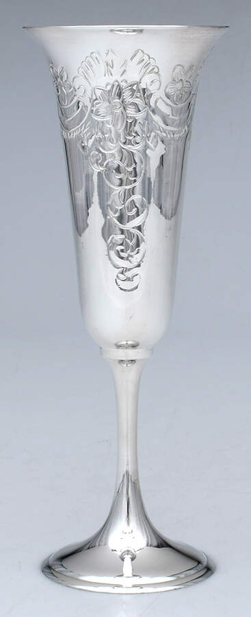 Old Master-Embossed(Silverplate, Roses-Scrolls) Silverplate Champagne Flute by Towle Silver-1