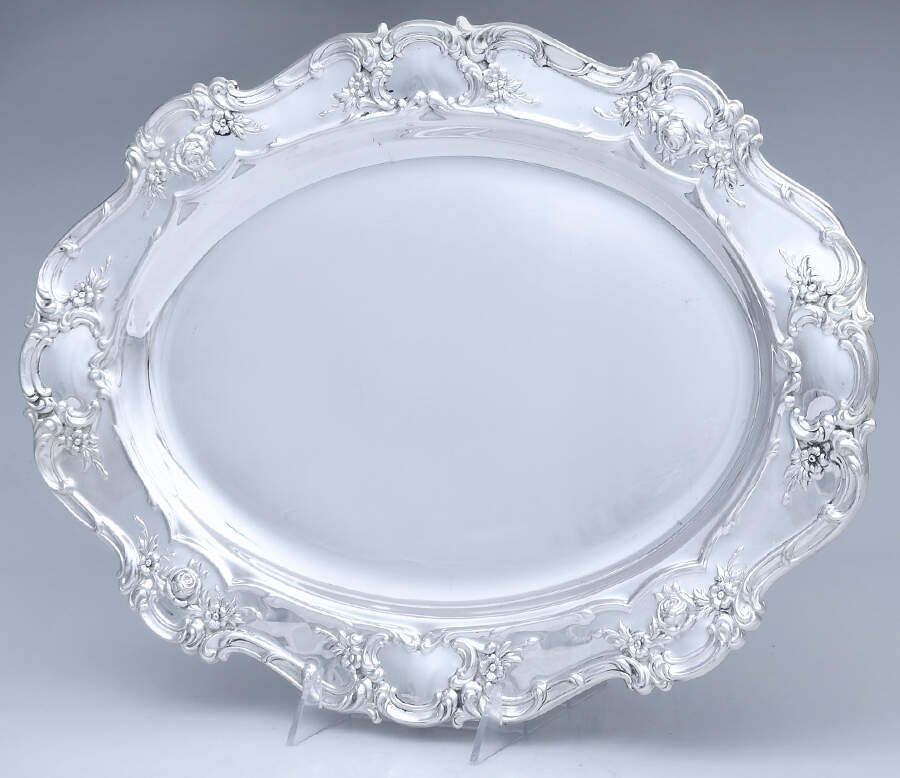 Old Master-Embossed(Silverplate, Roses-Scrolls) 17" Oval Serving Platter by Towle Silver-1
